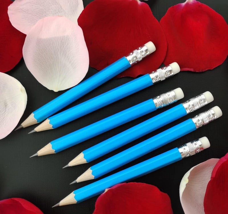 Adhere 25pcs Golf Pencils with eraser Hexagon Wooden Pencils Graphite 2B for Golf Event Scoring,Classroom,Wedding,Company Meetings,Pew, Pocket (z-Light blue・Hexagon・50pcs) - Image 4
